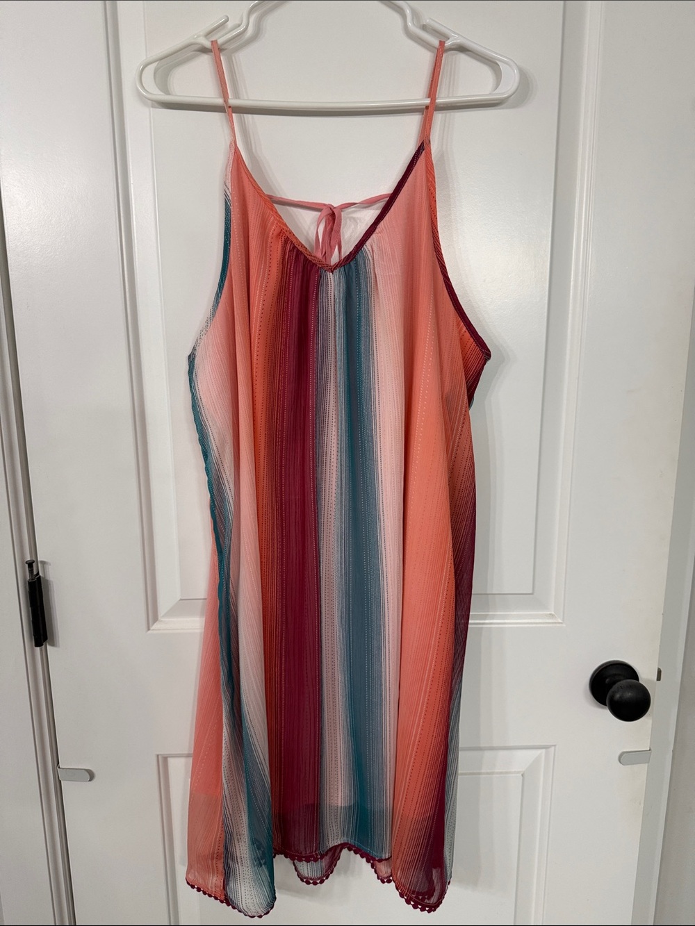 Xhilaration Striped Coral & Teal Slip Dress - Sleeveless Women’s Summer Dress
